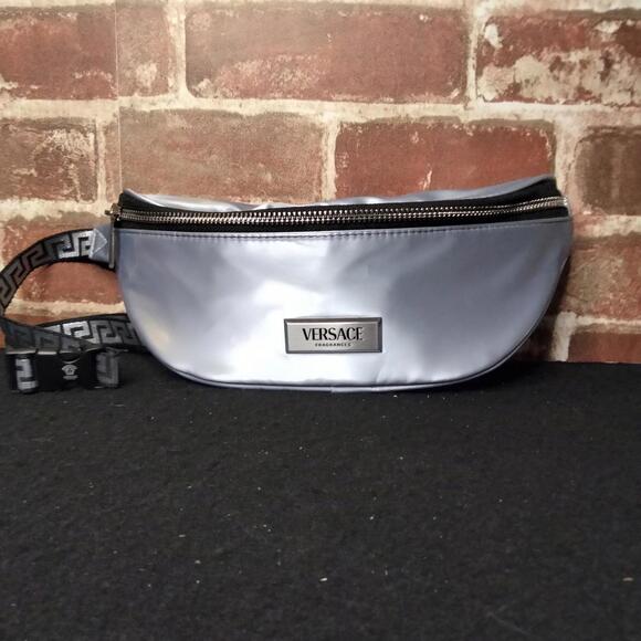 Versace Handbags - Versace Fragrances Belt Bag Silver Fanny Pack Crossbody Travel Purse EUC